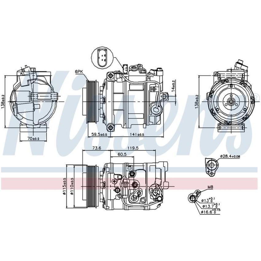 NISSENS 89092 Air Conditioning Compressor with Clutch