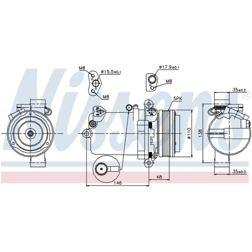 NISSENS 89133 Air Conditioning Compressor with Clutch