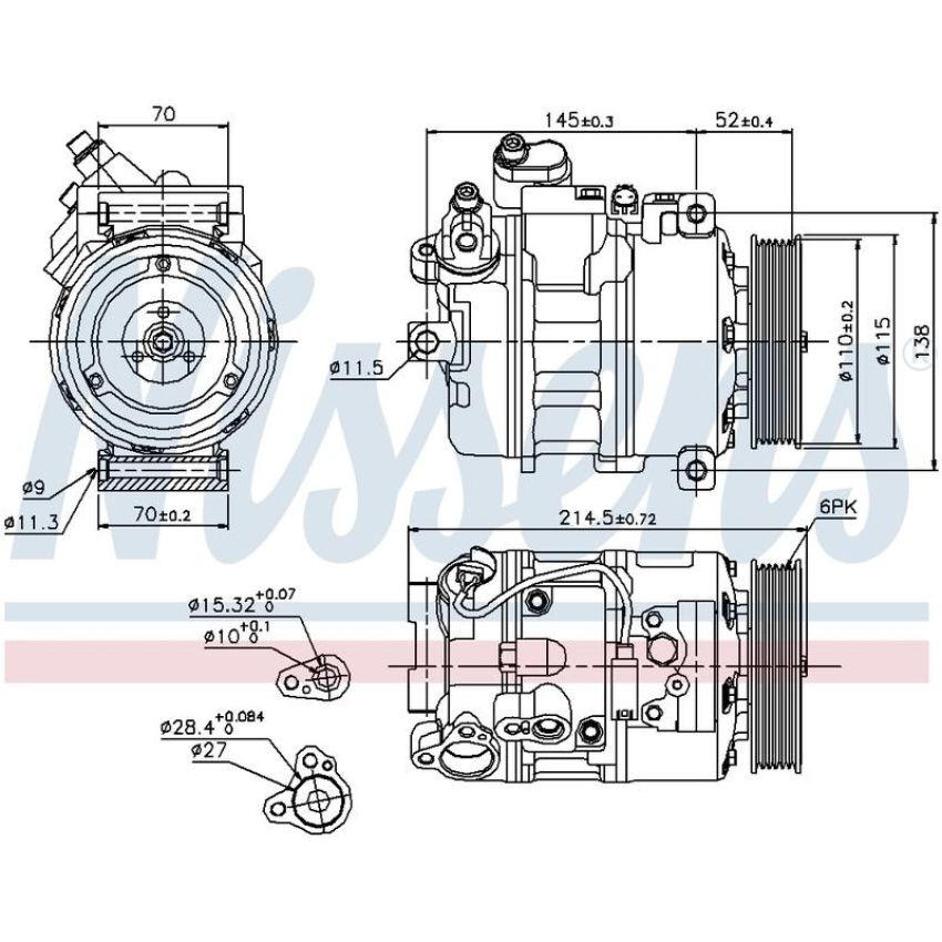 NISSENS 89214 Air Conditioning Compressor with Clutch