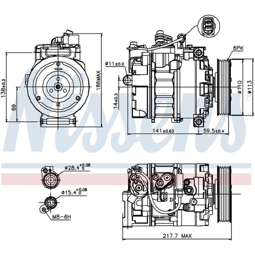 NISSENS 89223 Air Conditioning Compressor with Clutch