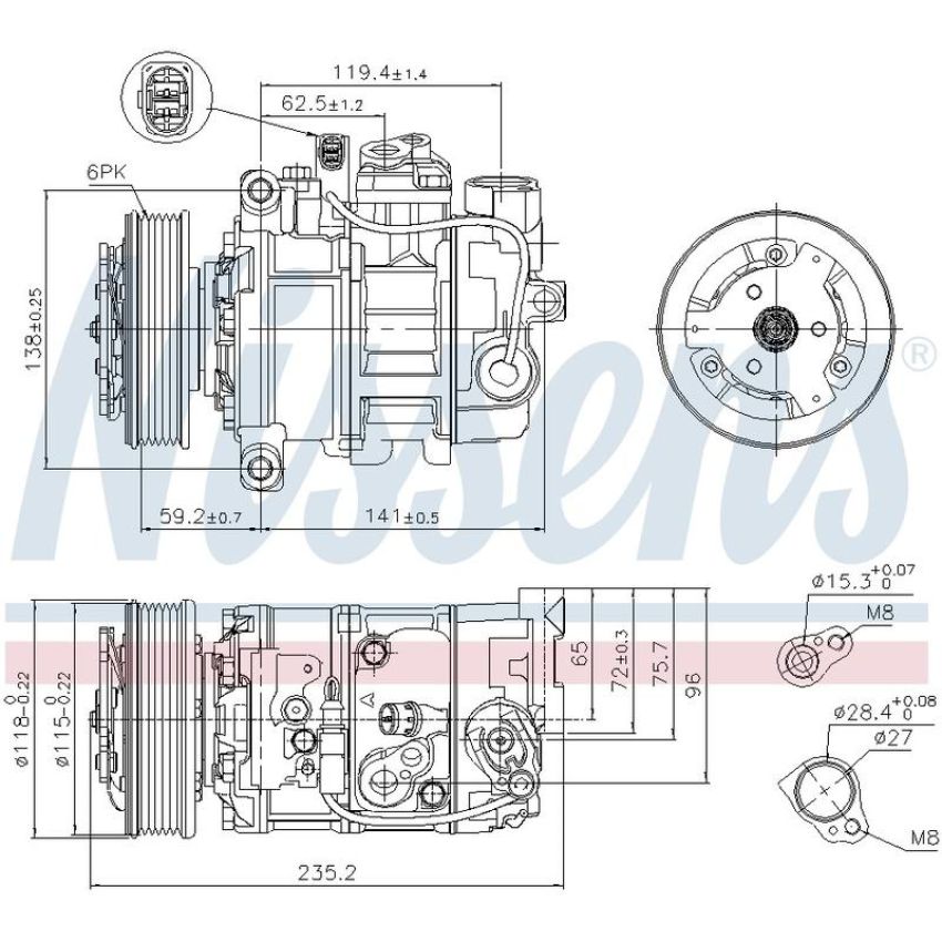 NISSENS 89529 Air Conditioning Compressor with Clutch