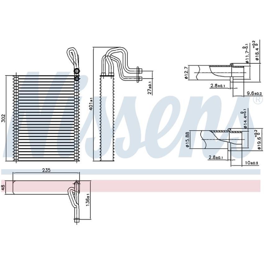 NISSENS 92351 Air Conditioning Evaporator Core