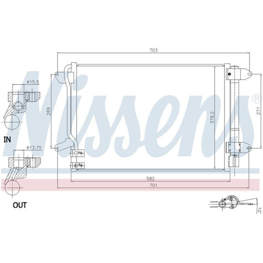 NISSENS 940238 Air Conditioning Condenser/Receiver Drier Assembly