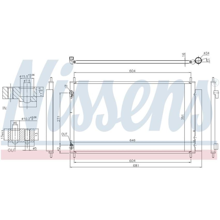 NISSENS 940489 Air Conditioning Condenser/Receiver Drier Assembly
