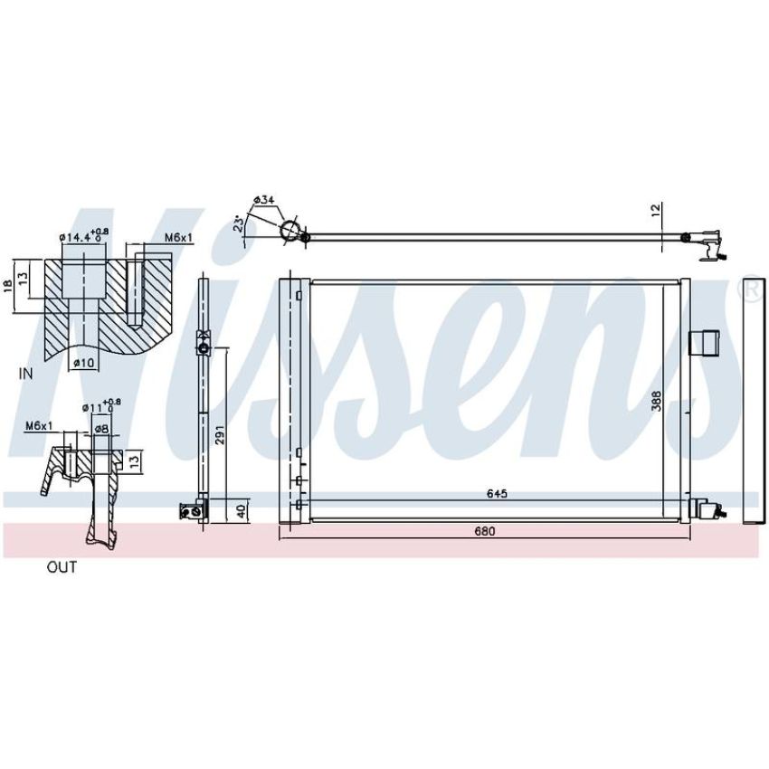 NISSENS 940808 Air Conditioning Condenser/Receiver Drier Assembly