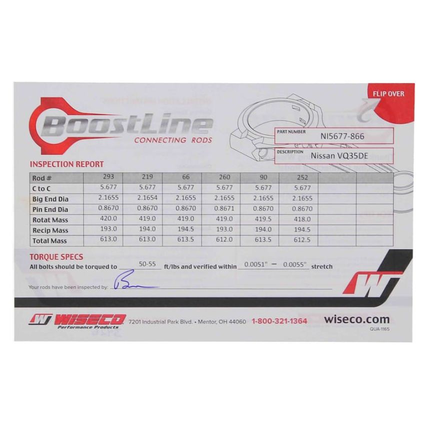 Boostline NI5677866 Connecting Rod Set, Nissan Vq35De, 144.25 mm Length, ARP2000, Set of 6