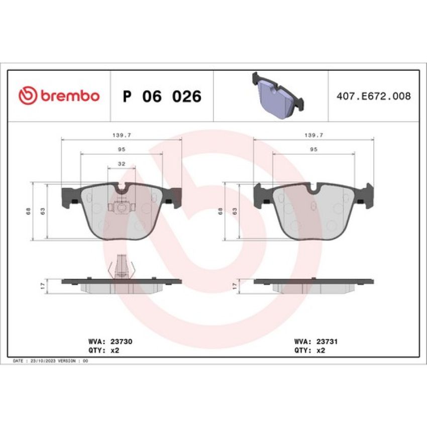 Brembo KT04505 Brembo low-met brake pad and composite vented  brake disc kit
