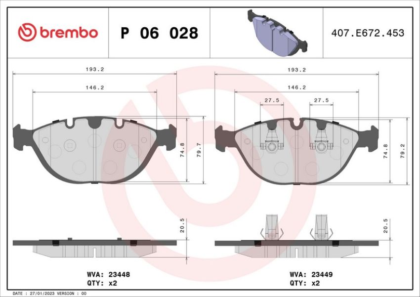 Brembo KT04383 Brembo low-met brake pad and UV coated vented  brake disc kit
