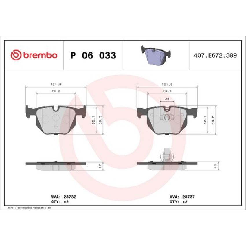 Brembo KTX4095 Brembo low-met brake pad and Xtra vented drilled brake disc kit