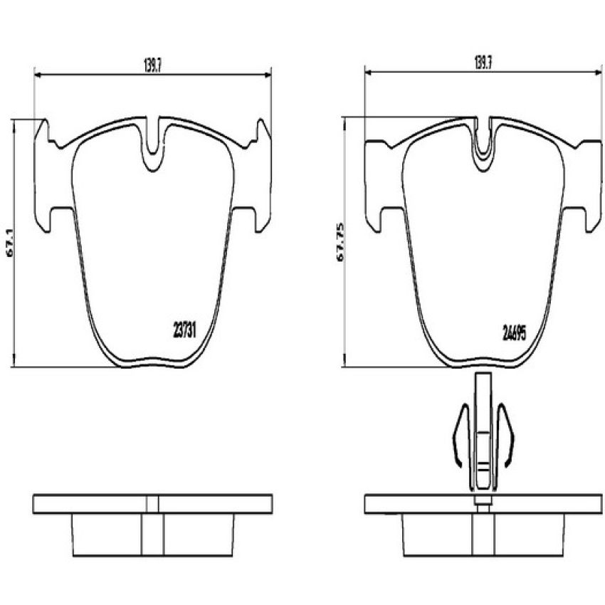 Brembo KT04506 Brembo low-met brake pad and composite vented  brake disc kit