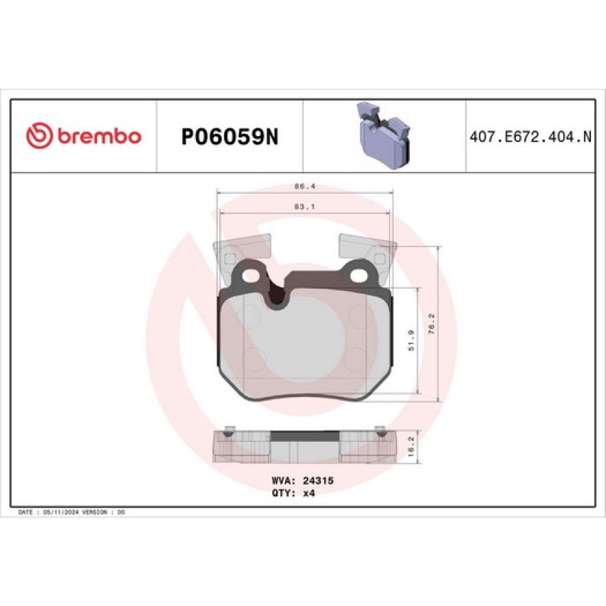 Brembo KT00A95 Brembo ceramic brake pad and UV coated vented  brake disc kit