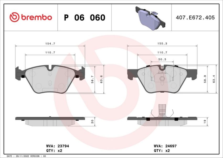 Brembo KT04381 Brembo low-met brake pad and composite vented  brake disc kit