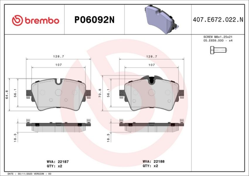 Brembo KT00A01 Brembo ceramic brake pad and UV coated vented  brake disc kit