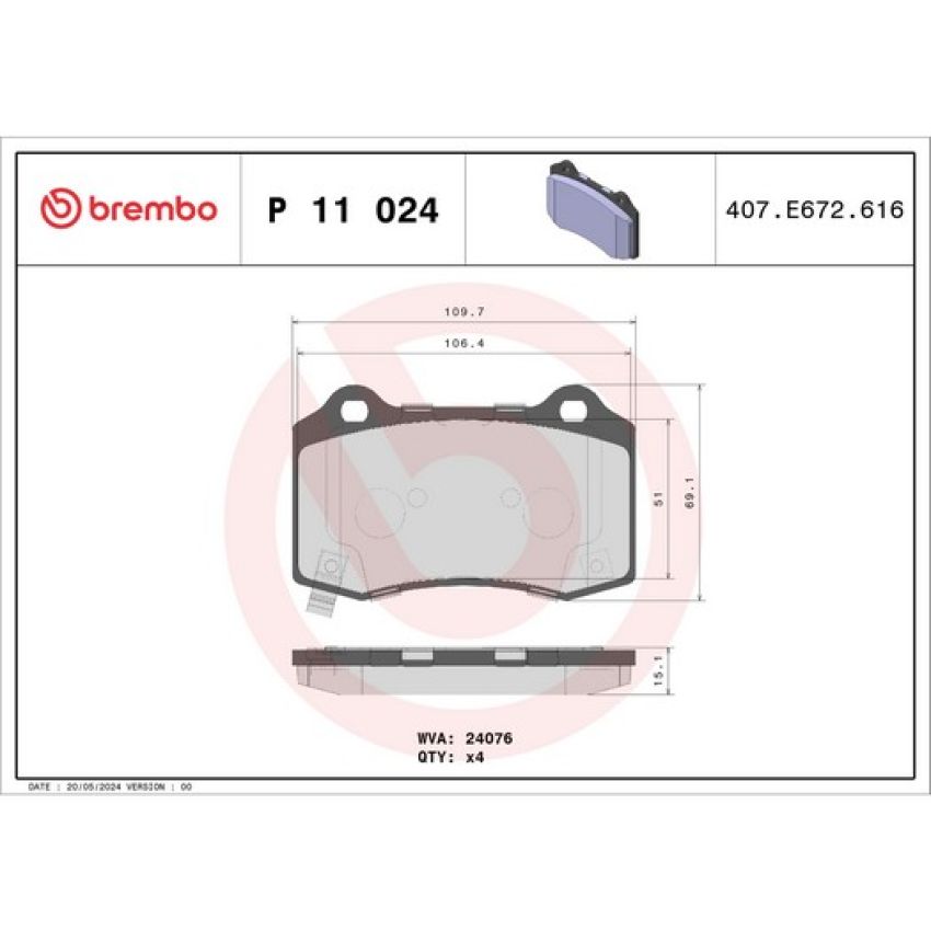Brembo KT04348 Brembo low-met brake pad and UV coated vented  brake disc kit