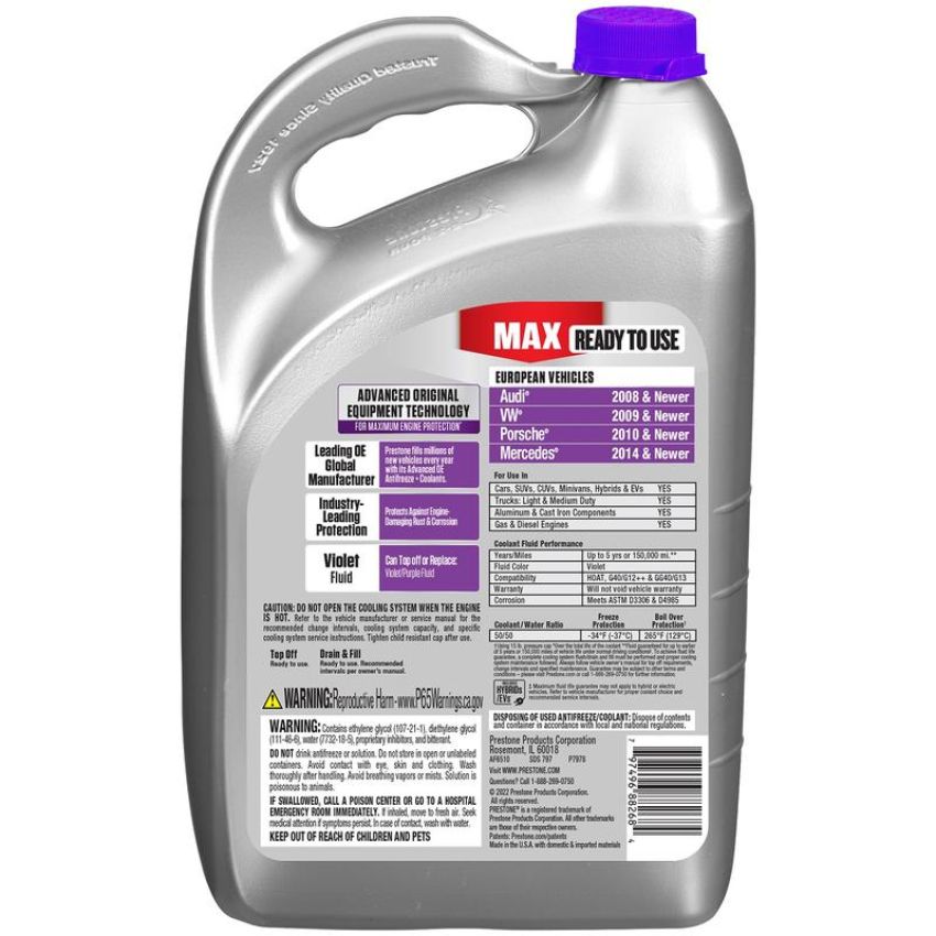 Prestone AF6510 Prestone MAX Antifreeze/Coolant European Violet 50/50 Premixed 1 Gallon