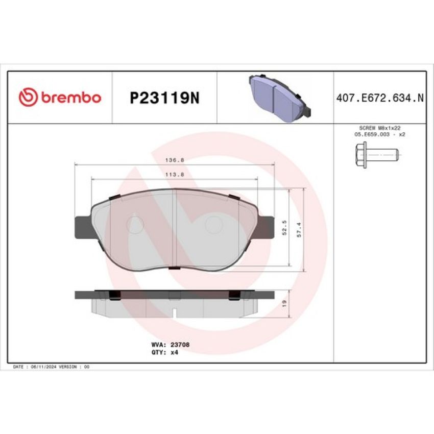 Brembo KT00937 Brembo ceramic brake pad and floating PVT drilled brake disc kit