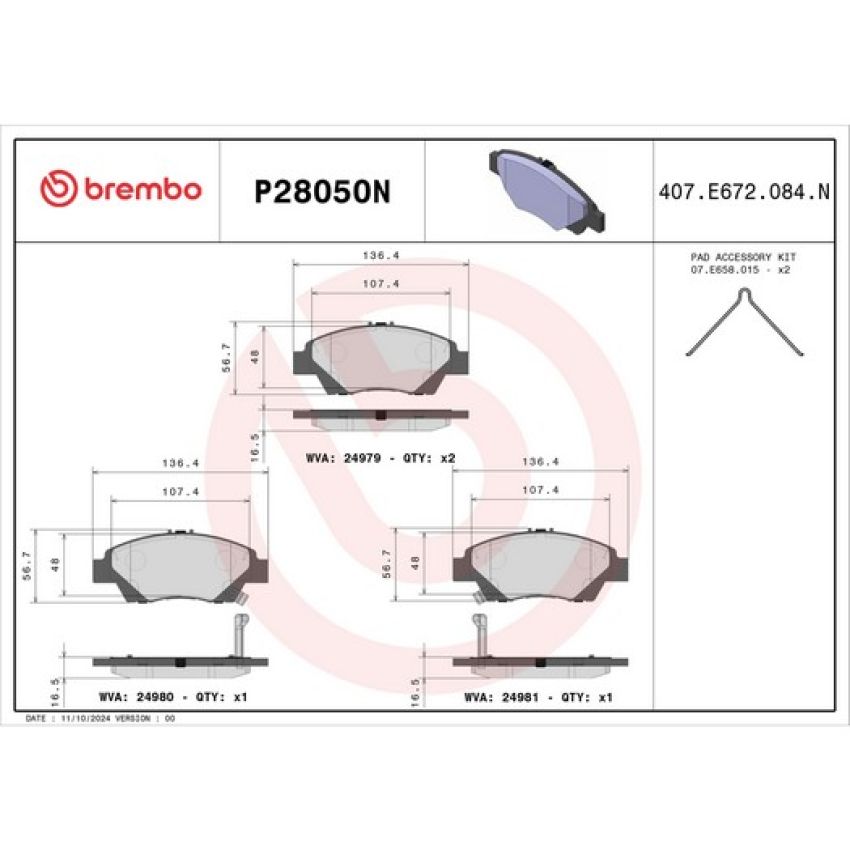 Brembo KT00692 Brembo ceramic brake pad and UV coated vented  brake disc kit