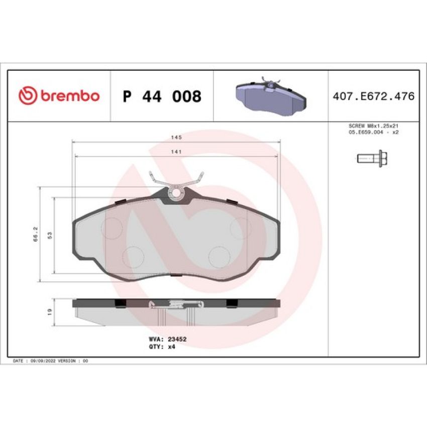 Brembo KT04204 Brembo low-met brake pad and UV coated vented  brake disc kit