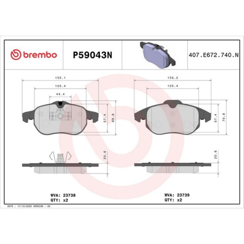 Brembo KT00797 Brembo ceramic brake pad and UV coated vented  brake disc kit