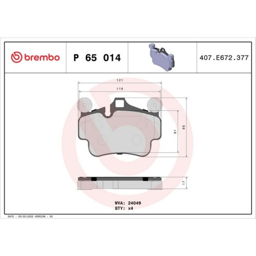 Brembo KT04282 Brembo low-met brake pad and UV coated PVT drilled brake disc kit