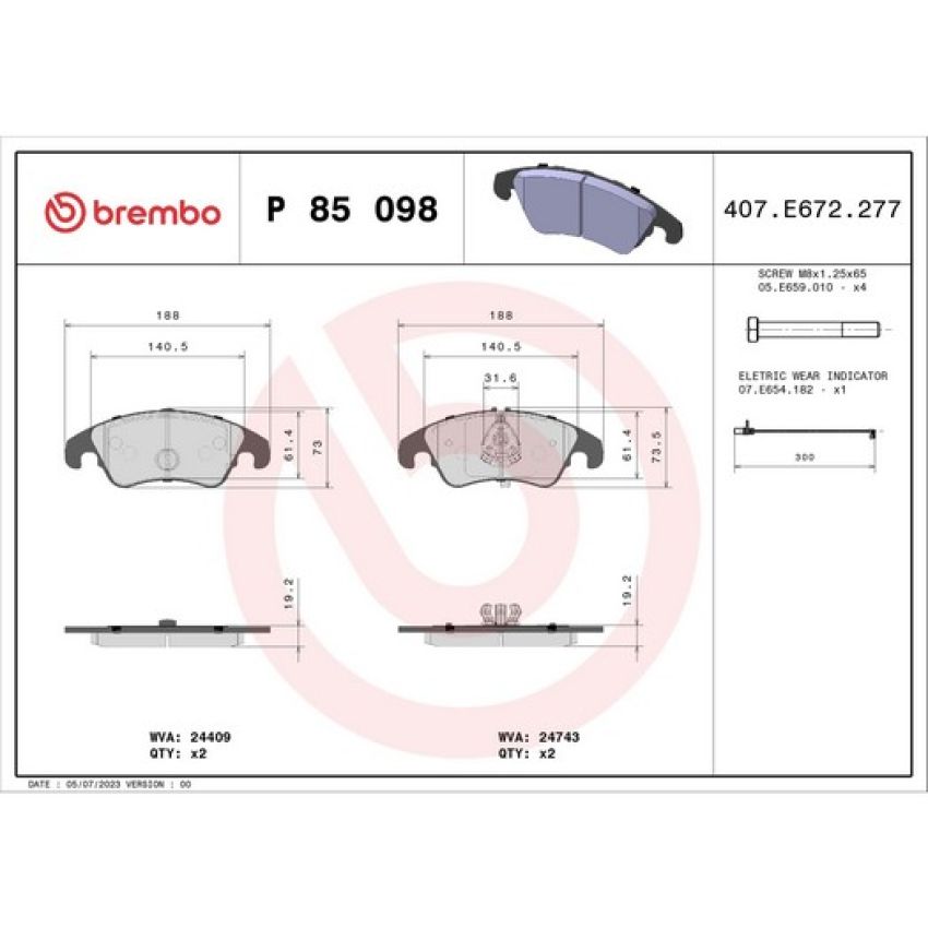 Brembo KT04190 Brembo low-met brake pad and UV coated vented  brake disc kit