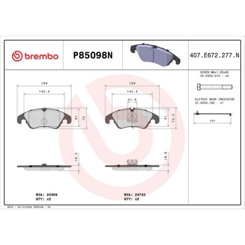 Brembo KT00429 Brembo ceramic brake pad and UV coated vented  brake disc kit