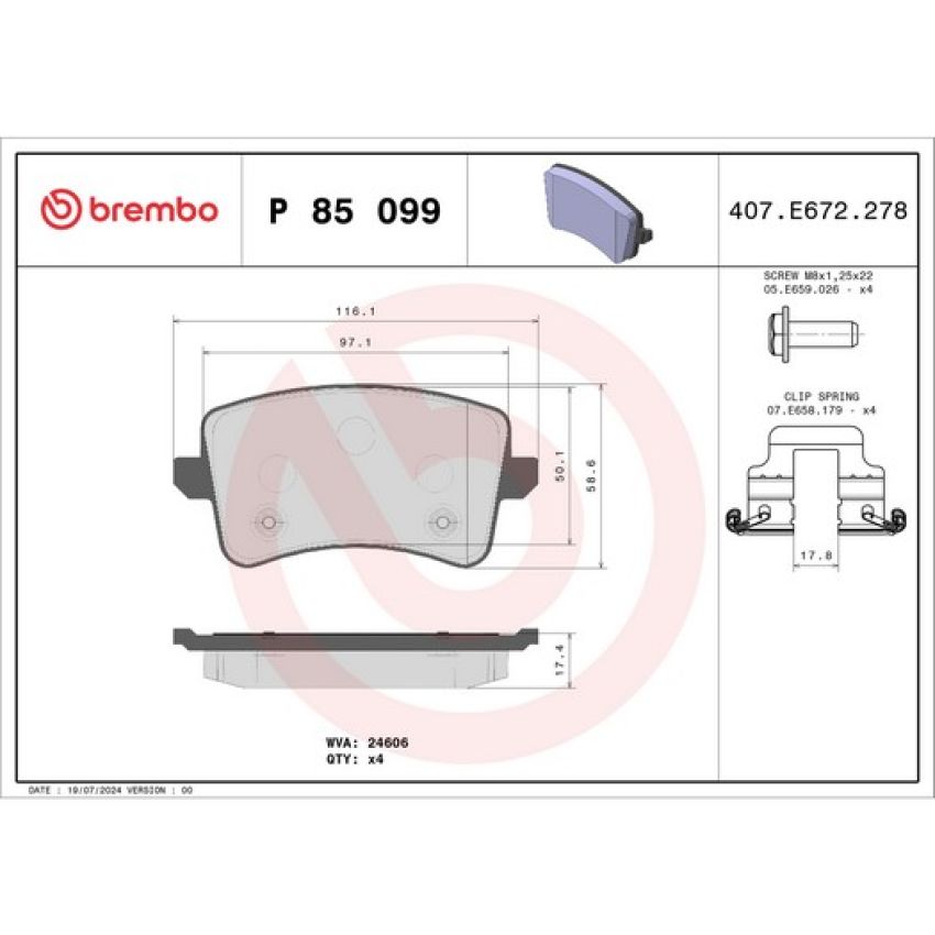 Brembo KT04238 Brembo low-met brake pad and UV coated vented  brake disc kit