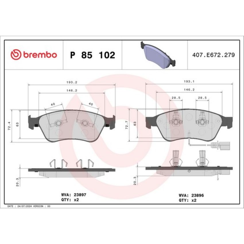 Brembo KT04231 Brembo low-met brake pad and UV coated vented  brake disc kit