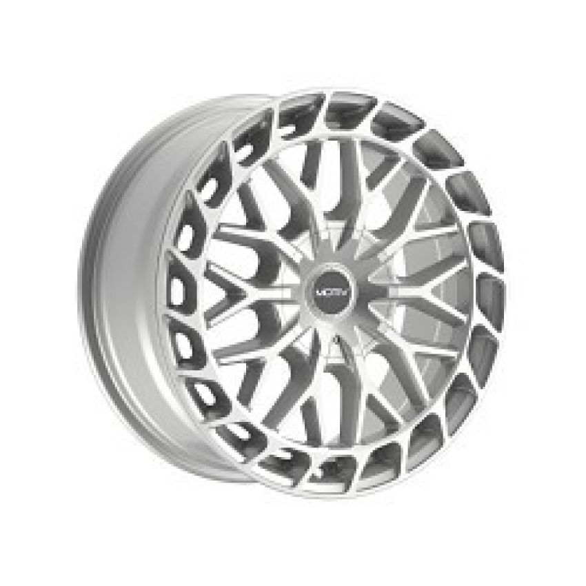 Motiv GLOSS SILVER BOLT ON COVER CAP WITH BLACK EMBLEM AND BRUSHED 