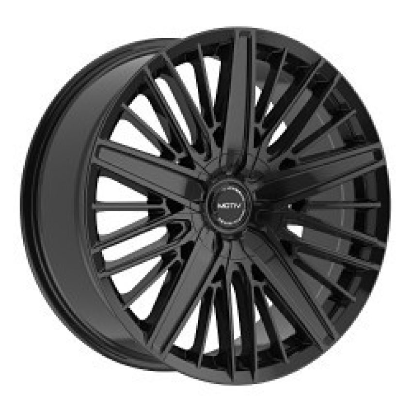 Motiv GLOSS BLACK BOLT ON COVER CAP WITH BLACK EMBLEM AND BRUSHED 