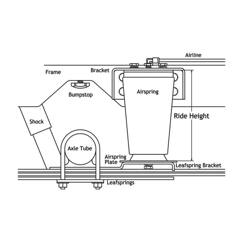 Ridetech 19003003 Air Over Leaf, 3000 lb. with weld-on lower mount and side frame upper mount.