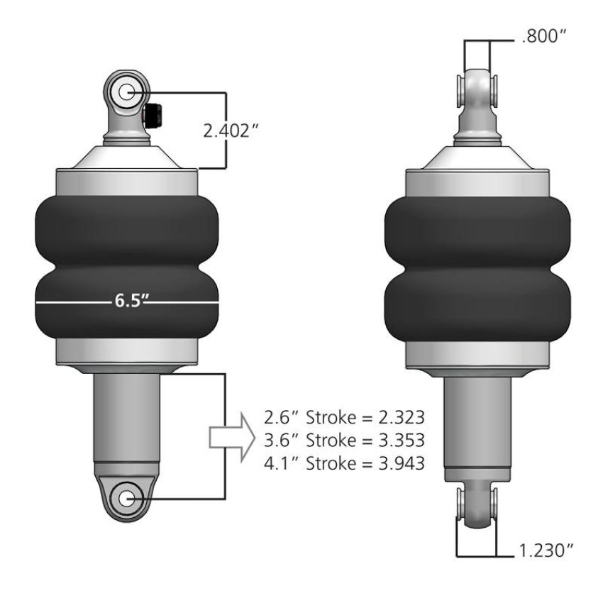 Ridetech 21130101 Front HQ Shockwaves, 1000 Series with 3.6