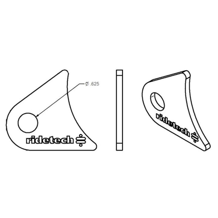 Ridetech 90000155 Small rear tab for Tri Link, uncoated. For mounting upper bar to axle.