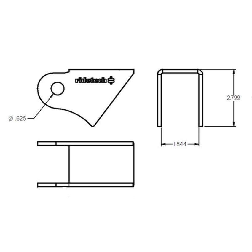 Ridetech 90000161 Tri link frame rod end bracket, uncoated.