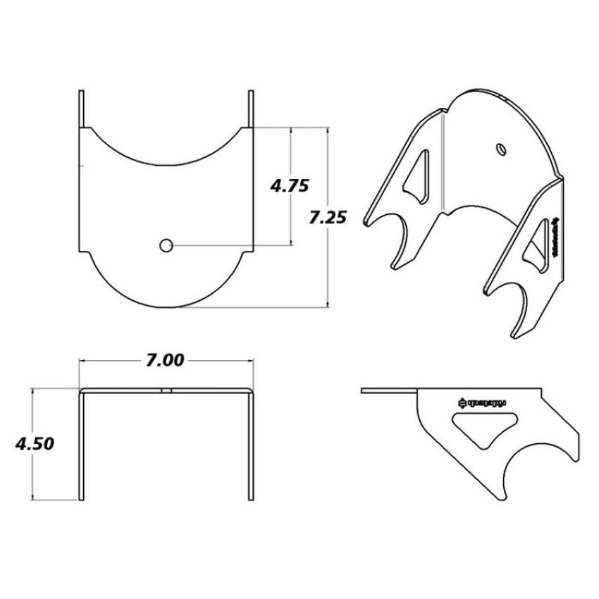 Ridetech 90000431 Dropped lower weld-on air spring axle bracket, uncoated.