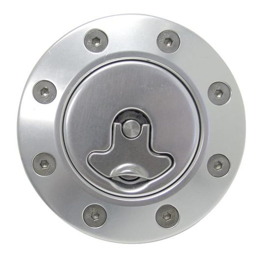 Ridetech 81000034 Billet aluminum gas cap, universal fit, locking, anodized Silver.