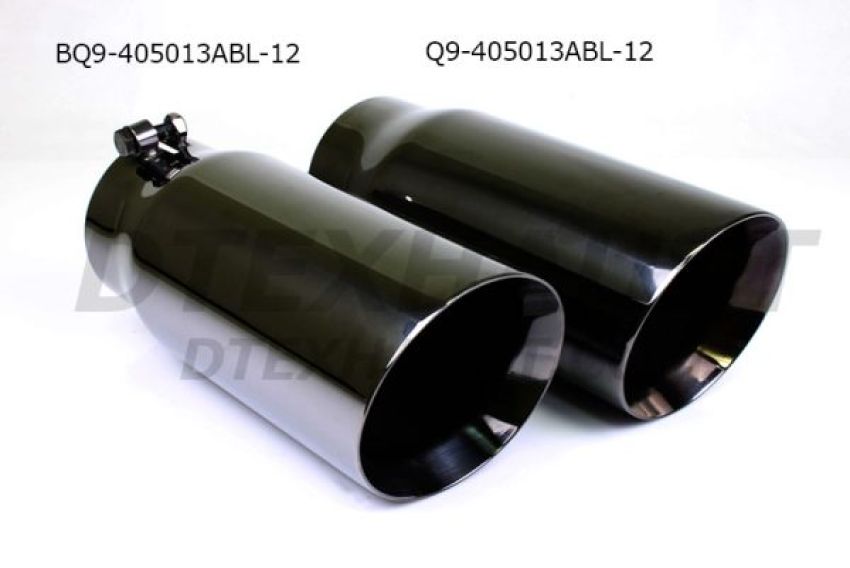 Different Trend Black Chrome Bolt-on 5″ * 12″ Double Wall Angle Cut BQ9-405013ABL-12