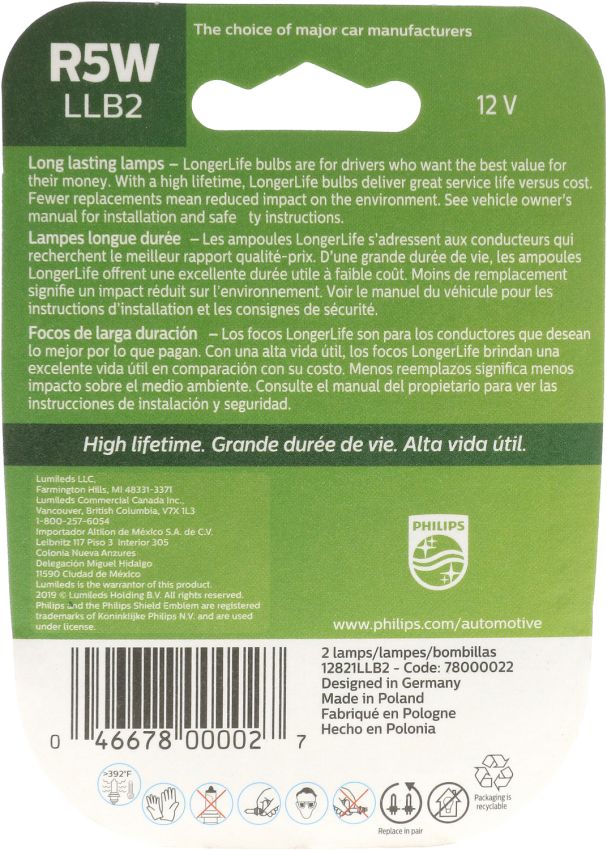 Philips R5WLLB2 Philips LongerLife Miniature R5WLL