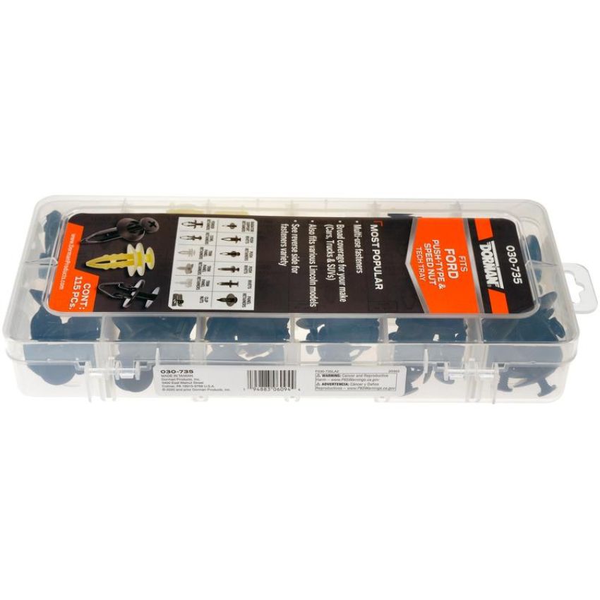 DORMAN 030-735 Ford Fastener Tech Tray - Push-Type Retainers And Speed Nut