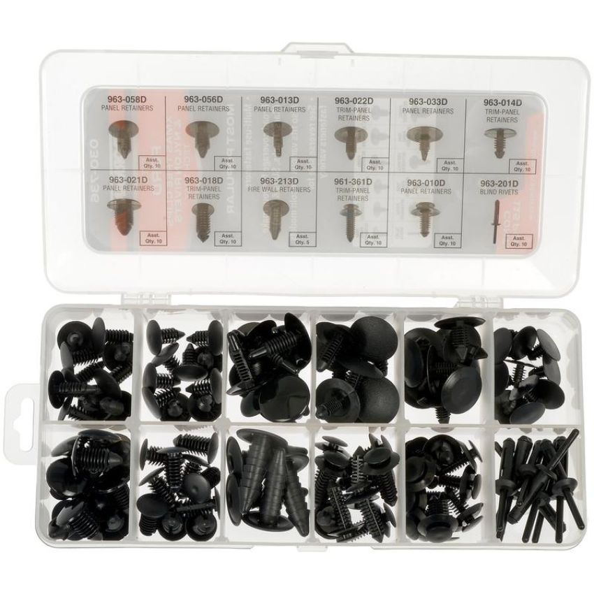DORMAN 030-736 Ford Fastener Tech Tray - Xmas Tree Clips And Nylon Rivets