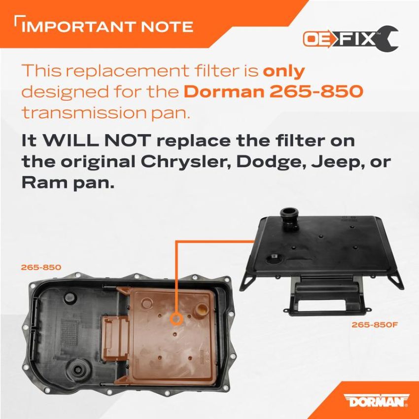 DORMAN 265-850F Transmission Pan Filter And Gasket