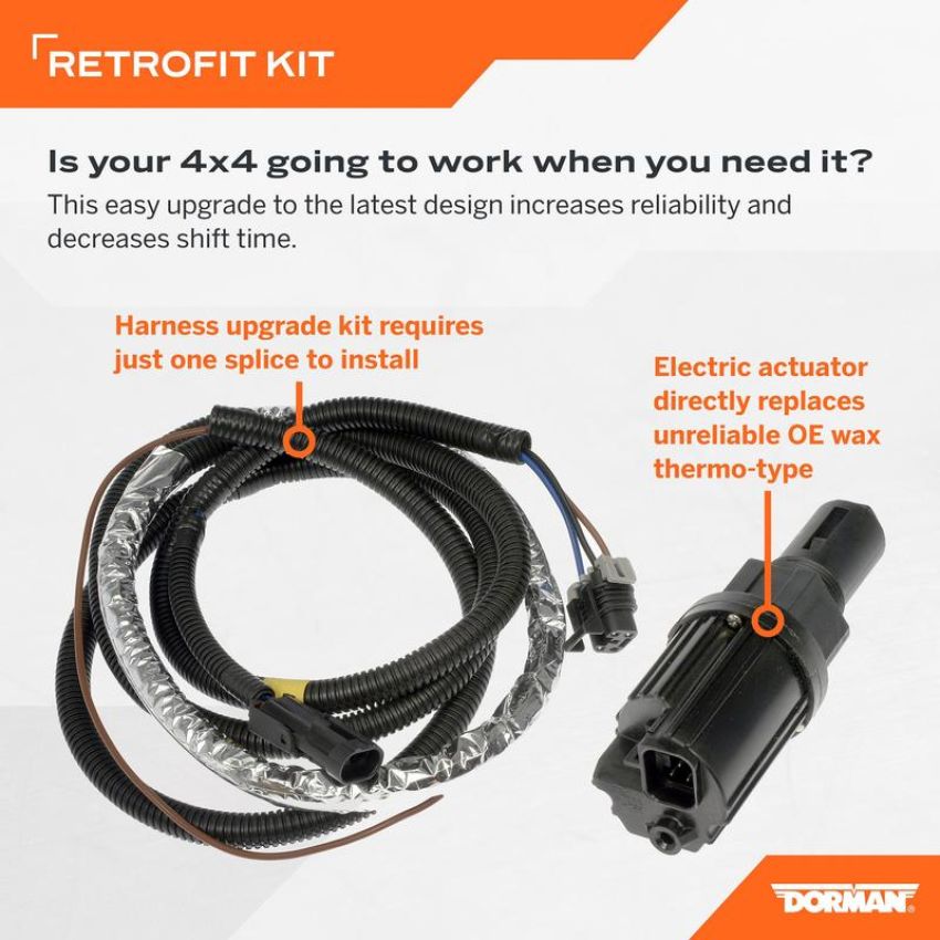 DORMAN 600-490 4WD Actuator And Wiring Harness Upgrade Kit