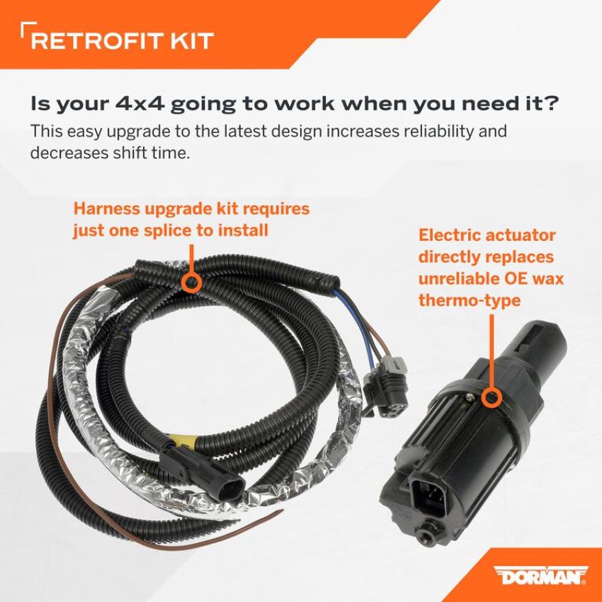 DORMAN 600-490 4WD Actuator And Wiring Harness Upgrade Kit