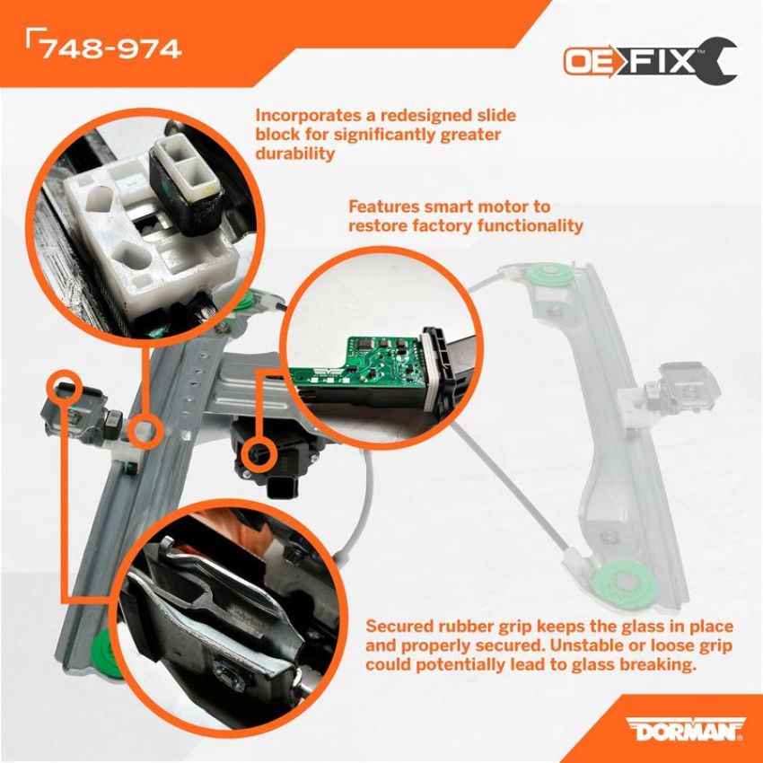 DORMAN 748-974 Power Window Regulator And Motor Assembly