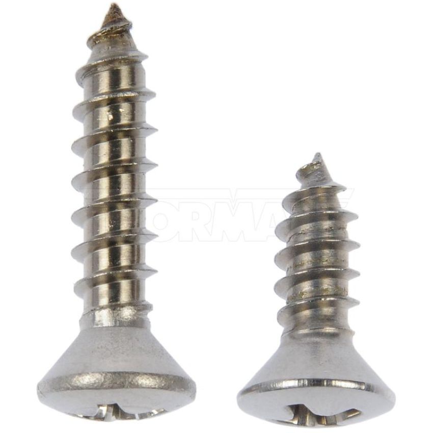DORMAN 784-115D Self Tapping Screws - Stainless Steel - Oval Head - No.8 X 1/2 In., 3/4 In.