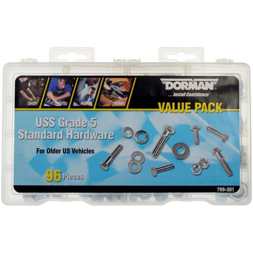 DORMAN 799-301 USS Grade 5 Standard Hardware Value Pack- 14 Sku's- 96 Pieces