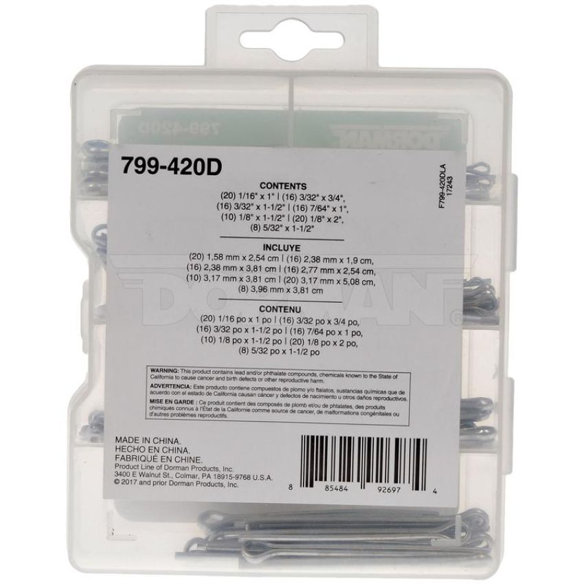 DORMAN 799-420D Pro Pack Cotter Pins - 106 Pieces