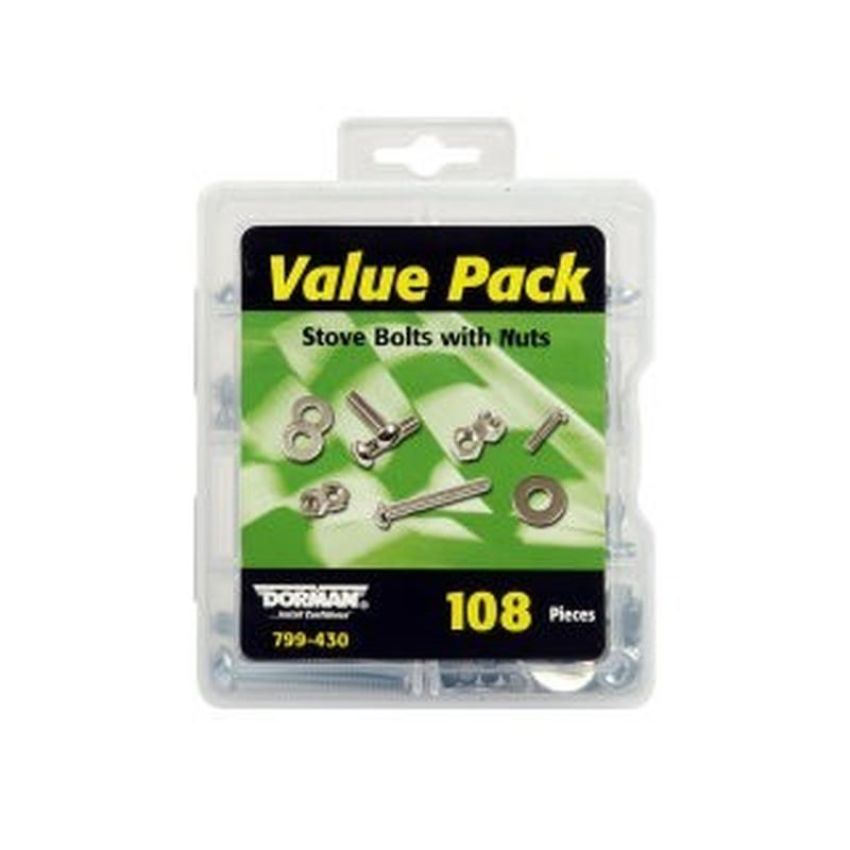 DORMAN 799-430 Stove Bolt With Nuts Value Pack- 13 Sku's- 108 Pieces