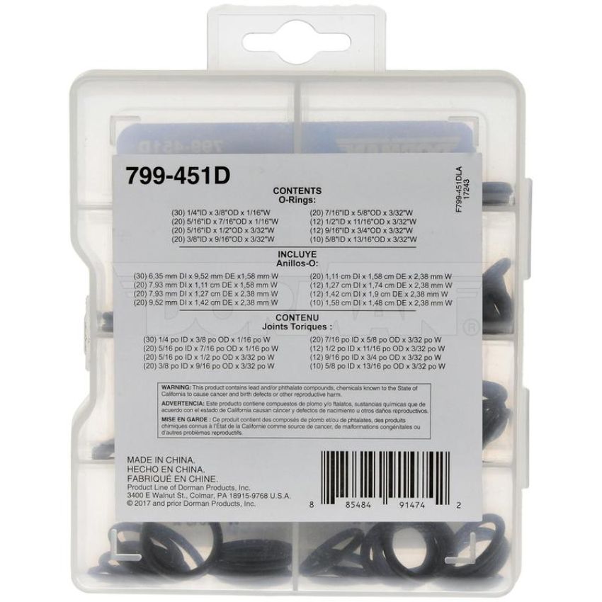 DORMAN 799-451D Pro Pack Standard O-Rings - 144 Pieces