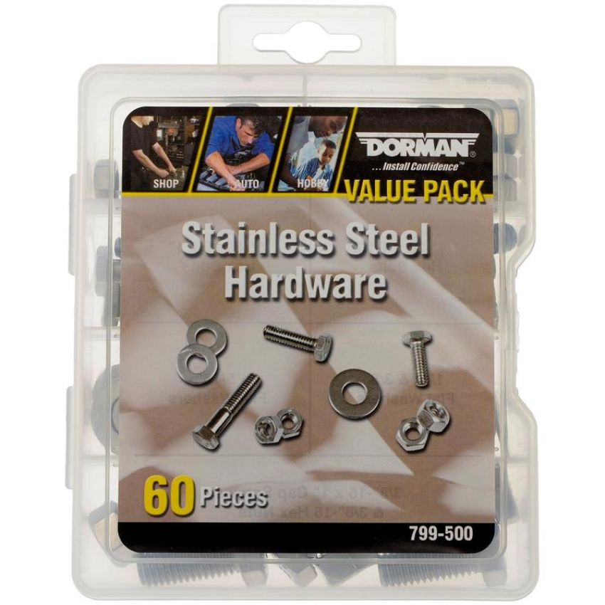 DORMAN 799-500 Stainless Steel Hardware Value Pack- Sku's 9- 60 Pieces